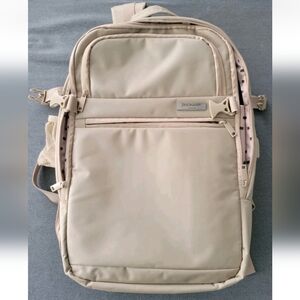Duchamp Tan London Expandable Travel Carry on Backpack with USB Suitcase Khaki